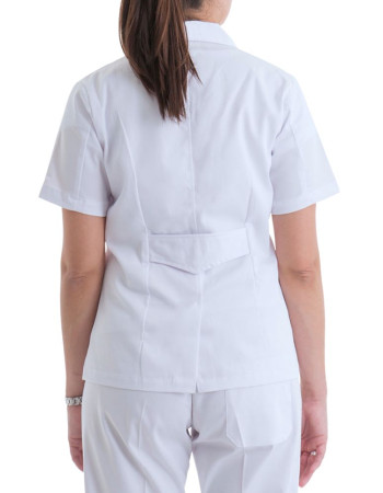 Casaca blanca de dama con botones, manga corta