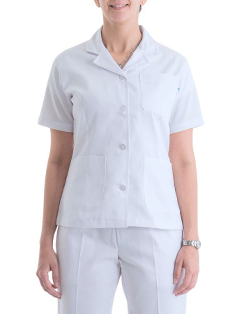 Casaca blanca de dama con botones, manga corta