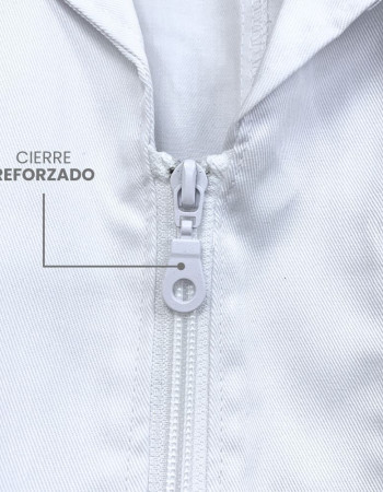 Casaca blanca de dama con cierre, manga larga